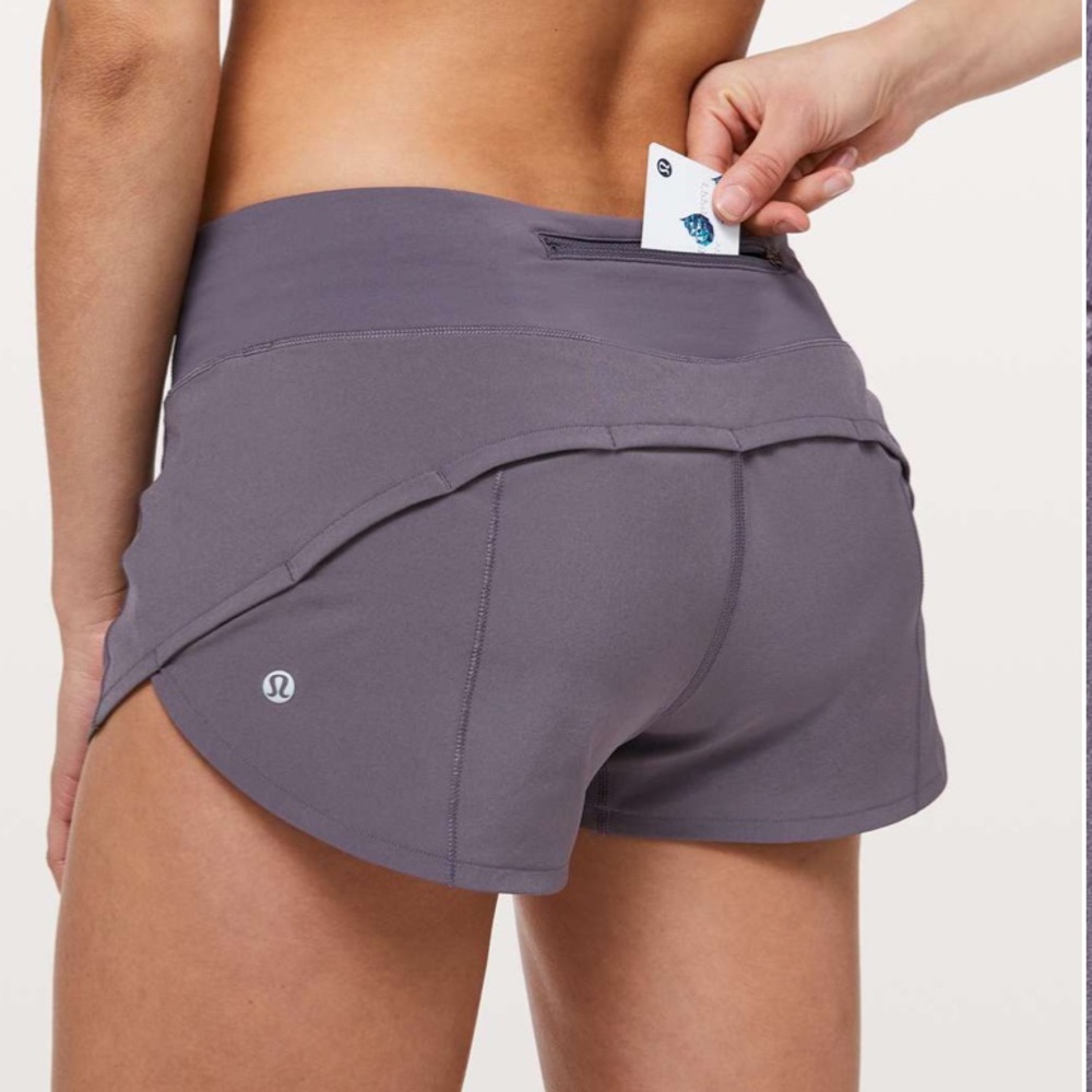 Lululemon Graphite purple speed up shorts